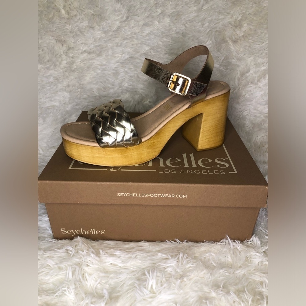 Seychelles Women's Tan and Brown Platform Heels NIB SIZE 9.5 - Picture 2 of 16
